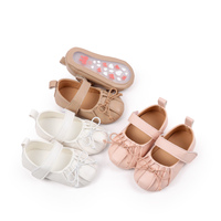 Chaussures Mary Jane en cuir PU à semelle souple pour bébés filles, avec nœud et sangle, chaussures plates antidérapantes pour premiers pas