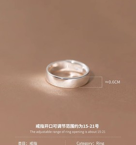 여성용 100% 리얼 999 순은 기하학 광택 넓은 표면 반지 고급 주얼리 - Product Image 6
