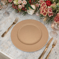 Plateau en plastique PP de luxe doré de 13 pouces pour mariage cuisine famille fête de noël hôtel utilisation plats et assiettes élégants