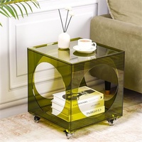 Table d'appoint en acrylique colorée, table de chevet, table d'appoint pour chambre à coucher, salon, table basse en acrylique - AL Vert