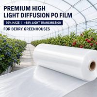 Film de serre PO 5 couches, lumière diffusée, transmission de lumière 88%, couverture anti-goutte pour fleurs, HDPE, plastique tissé, pour l'Europe