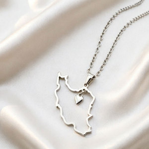 Collar de Acero Inoxidable Dorado a la Moda, Impermeable, para Mujer, Joyería 2026, Collar con Mapa de Irán Chapado en Oro de 18k para Mujer - Product Image 3