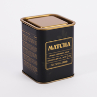 Boîte en métal carrée personnalisée pour emballage de thé matcha 30g, bonbons, friandises, contenants en métal