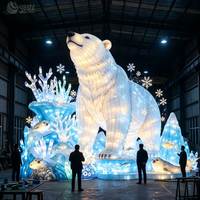 Lanterne géante en forme d'ours polaire, lanterne animale pour le Festival des Lanternes, idéale pour Noël, les parcs d'hiver, les sites touristiques et les festivals de lumières.