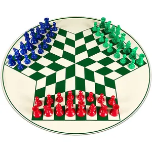 यात्रा पोर्टेबल तीन प्लेयर शतरंज सेट चौसर रोल अप लक्जरी चमड़े शतरंज बोर्ड