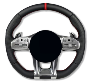 Leder-Lenkrad für Mercedes Benz W204 W205 W212 W213 W221 W222 W218 W177 C63 G63 A B C E <span class=keywords><strong>G</strong></span> Klasse GLA GLB GLC GLE Modifikationen - Product Image 1