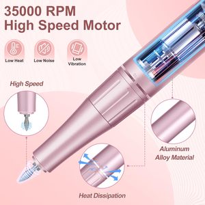 Taladro Eléctrico Profesional Portátil para Uñas, 35000 RPM, Pantalla LCD, Recargable, 11 Brocas, para Remover Esmalte Acrílico en Casa - Product Image 3
