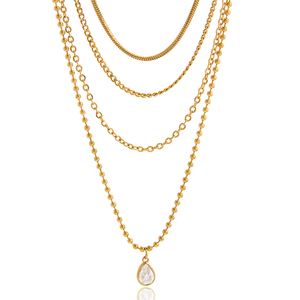 Collier minimaliste à 4 couches en acier inoxydable plaqué <span class=keywords><strong>or</strong></span> 18 carats avec zircone pour femmes J&D - Product Image 5