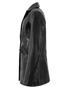 Blazer de Mujer Personalizado 100% Cuero Nappa Negro Genuino, Corte Entallado, Marca Privada OEM/ODM, Estilo Moderno y Lujoso - Product Image 3