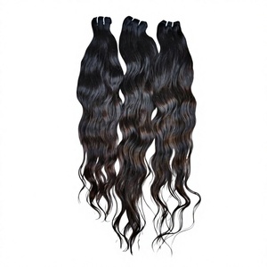 Extensions de cheveux humains indiens Remy Nandee House de 24 pouces, ondulés naturels, bouclés birmanes, noirs naturels, non traités - Product Image 1