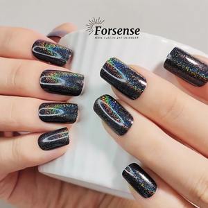 Vente en gros, <span class=keywords><strong>faux</strong></span> ongles carrés de longueur moyenne à coller, effet aurora fabriqué à la machine, couleur arc-en-ciel, design, <span class=keywords><strong>faux</strong></span> ongles noirs - Product Image 2