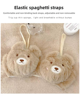Ensemble de lingerie japonaise mignonne en peluche douce pour l'automne et l'hiver, avec soutien-gorge sexy sans armatures à bretelles ajustables et culotte bikini motif ours et lapin