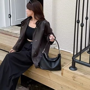 Hot Bán Top Hai Lớp Tự Nhiên Da Bò Phụ Nữ <span class=keywords><strong>Hobo</strong></span> Tote Mềm Mại Đa Năng Tính Khí Bữa Ăn Tối Đảng Nữ Vai Túi Sắt Grey - Product Image 2