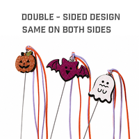 Jouet promotionnel d'Halloween en feutre double face pour chat, baguette de chat avec motifs fantôme, chauve-souris et citrouille mignons, pour la vente en gros de jouets saisonniers pour animaux de compagnie