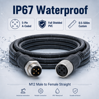 Cable de conexión HYF sobremoldeado y blindado M12 de 5 pines con código A para sensor y actuador, cable PUR para conexión de dispositivos IO-Link CNC en fábrica