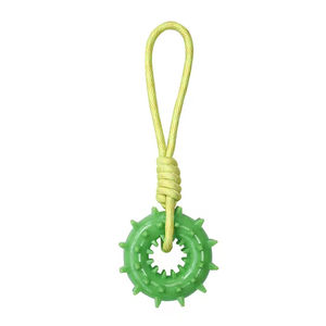 Jouet pour chien très populaire, anneau de nettoyage dentaire résistant aux morsures, en TPR pour molaires, pour poils dorés, accessoires interactifs pour animaux de compagnie pour jeu de la corde - Product Image 1