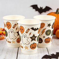 Gobelet double Halloween personnalisé avec chapeau de sorcière, en kraft isolé, jetable, pour cidre chaud 12oz, vente en gros directe usine