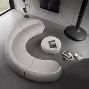 İskandinav Lüks Krem Kumaş Kavisli Şekilli Bölmeli Kanepe Döşemeli Takım Lüks Koltuk Villa Otel Resepsiyon Oturma Odası Ev Kullanımı - Product Image 5