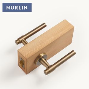 Nurlin 단단한 황동 세련된 일반 스타일 골동품 청동 매트 골드 룸 욕실 문 손잡이 통로 개인 정보 장붓 구멍 잠금 - Product Image 6