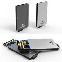 Dompet saku penyimpan kartu RFID, dompet ramping aluminium otomatis untuk Pop Out, dompet saku penyimpan kartu kredit logam modis pemblokir sinyal