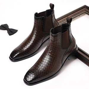 Nouveauté Bottines Chelsea à motif tissé de grande taille Bottines <span class=keywords><strong>tendance</strong></span> pour hommes Grande taille 38-48 - Product Image 1