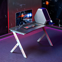 Escritorio para ordenador de oficina, escritorio para PC, estación de trabajo para juegos, mesa de juegos de diseño moderno con estante de expansión, escritorio para juegos para mesa de casa