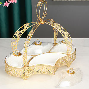 Arabic Decoration Snack Serving Plates Luxury Metal Iron Gold Sugar Dry Fruit Snack <strong>Candy</strong> Serving <strong>Tray</strong> - Product Image 4