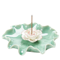 Brûleur d'encens japonais en céramique GF Fujian Flower, parfum bois de santal, saison automne, écologique, durable, fait main, avec cendrier, pour la maison