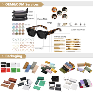Gafas de Sol Modernas Negras con Logotipo Personalizado, Montura Geométrica Rectangular de Acetato, Protección UV400 para Mujer, Moda Urbana Diaria - Product Image 6