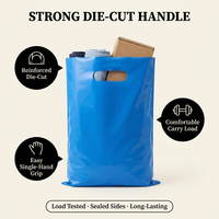 Sac de courses en plastique personnalisé avec logo, brillant, en PE, étanche, à trois soudures latérales, avec poignée découpée, pour boutique et vente en gros