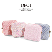 Pochette à bijoux de voyage rose, étui de rangement pour bijoux en tweed durable, mini organisateur pour bagues, boucles d'oreilles, colliers, femmes, filles, cadeau pour maman