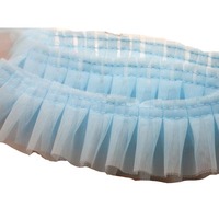 Dentelle plissée double couche en maille de 5 cm en filament de polyester pour la confection artisanale de jupes de poupées DIY