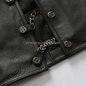 Gilet in vera pelle da motociclista quattro stagioni cappotto da esterno con catena in acciaio con giacche senza maniche da <span class=keywords><strong>uomo</strong></span> - Product Image 4