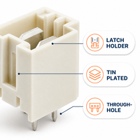 Connecteur mâle 2 broches 5 mm d'espacement avec support de verrouillage 10A étain pour installation traversante 60V TE pour borne de batterie automobile 1971845-2