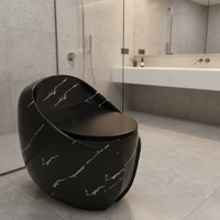 WC monobloc en céramique marbrée de style luxueux, à chasse d'eau siphonique, forme œuf, vente chaude en Asie centrale