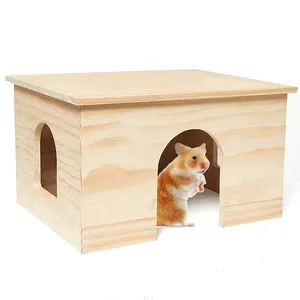Sturdy and Chew Proof Small Pets Woodland House with Window for Hamster Chinchilla Guinea Pigs Hut Hideout