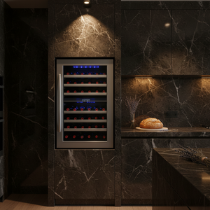 Enfriador de Vino Integrado de Acero Inoxidable de Alta Gama OEM, <span class=keywords><strong>Cantinetta</strong></span> Vino de Una Sola Zona con Puerta de Vidrio para Uso en Hoteles y Restaurantes - Product Image 1