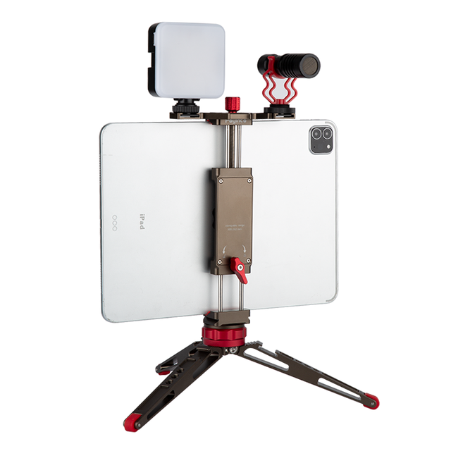 Poyinco Tablet Cellphone Tripod Mount Adapter Holder Aluminum Alloy Multi-Angle Adjustable Clamp for IPhone15/14/13/12 Pro Max