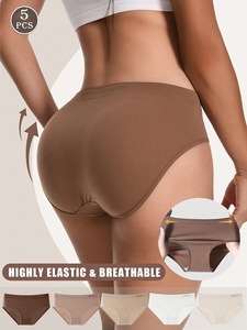 Braguitas <span class=keywords><strong>de</strong></span> Bikini Sexys <span class=keywords><strong>de</strong></span> Cintura Media, Tejidas, Sin Costuras, Sólidas, para <span class=keywords><strong>Mujer</strong></span> - Product Image 3