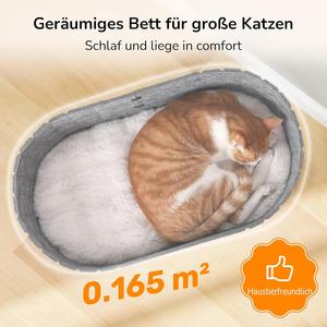 Lit pour chat ovale <span class=keywords><strong>FUKUMARU</strong></span> 24 pouces avec coussin confortable en fausse fourrure de lapin et intérieur spacieux en feutre gris - Toutes saisons, sans assemblage - Product Image 2