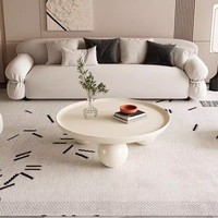 Nouvelle table basse décorative ronde de style maison, couleur crème, moderne et minimaliste, en fer avec finition cuite, pour salon