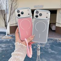 Étui de téléphone magnétique en acrylique de luxe antichoc avec cordon pour iPhone Air 11 12 13 14 15 16 17 Pro Max