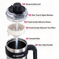 Tasse isotherme sous vide en acier inoxydable grande capacité avec revêtement céramique, maintien au froid 12-24h, portable, cadeau idéal pour la voiture