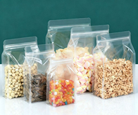 Sacs de conservation en plastique CPP transparents, réutilisables, étanches à l'humidité, à fond plat, avec fermeture éclair auto-scellante pour aliments en conserve, aliments pour animaux de compagnie
