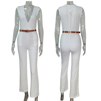 C230266 Einteiliger Anzug Formeller Jumpsuit Ärmellos V-Ausschnitt Gerade Geschnittener Business-Jumpsuit für Bürodamen