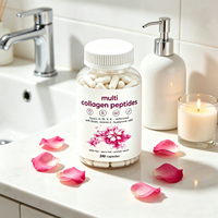 Poudre de peptides de collagène multiples, vitamine C, acide hyaluronique, collagène hydrolysé pour la beauté de la peau, soutien immunitaire, usage adulte, 2 cuillères