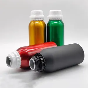 Botella de aluminio para almacenamiento de aceites esenciales, botellas de aluminio para aceites esenciales, color negro mate, 500ml, 1000ml