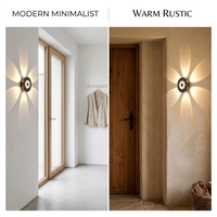 Projecteur moderne IP65 6W+2W, angle de faisceau : 360° °   Lampe murale LED extérieure en alliage d'aluminium pour chambre d'hôtel intérieure