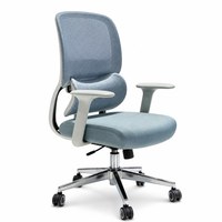 Chaise de bureau exécutive ergonomique en cuir avec support lombaire réglable, chaise de bureau bleue pour la maison, le bureau et l'étude