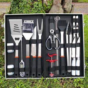 <span class=keywords><strong>2025</strong></span> Sản Phẩm Mới Silicone Xử Lý Hoàn Chỉnh <span class=keywords><strong>BBQ</strong></span> Phụ Kiện Với Màu Đen Nhôm Trường Hợp Thịt Nướng Công Cụ Thép Không Gỉ <span class=keywords><strong>BBQ</strong></span> Công Cụ Thiết Lập - Product Image 1